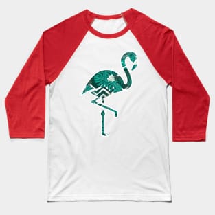 Tropical Floral Flamingo Blue Baseball T-Shirt